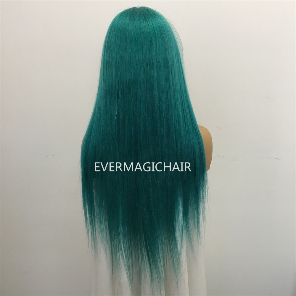 Pure Teal Full Lace Human Hair Wigs Silky Straight Brazilian Virgin Human Hair 150 Density Lace Front wig With Baby Hair Glueless