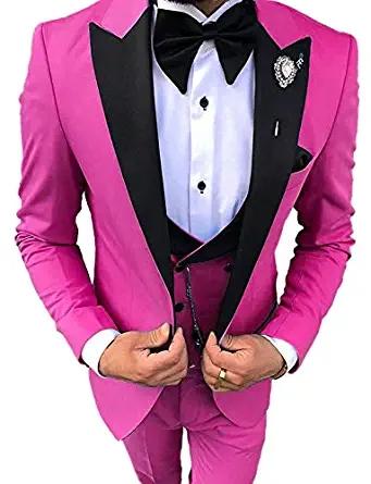 Latest Design One Button Wedding Men Suits Peak Lapel Three Pieces Business Groom Tuxedos (Jacket+Pants+Vest+Tie) W1102