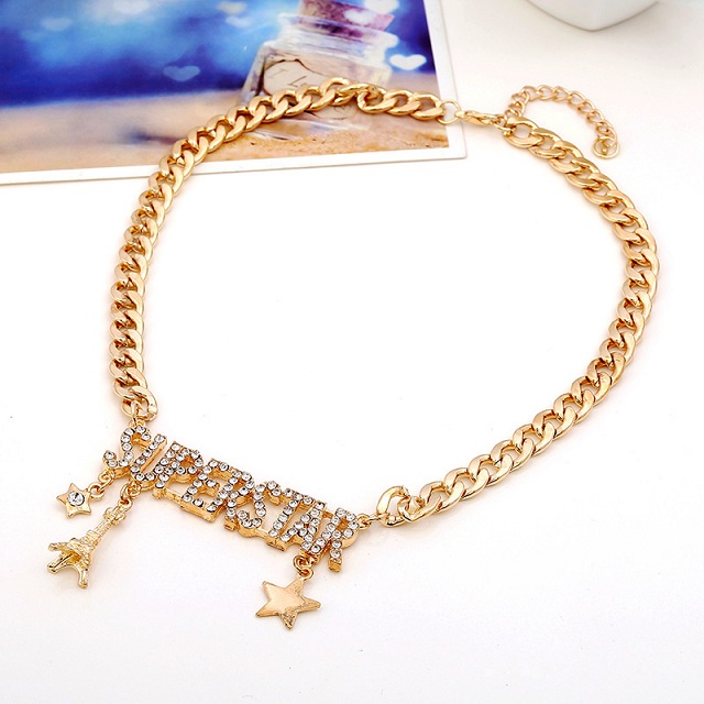 Wholesale- luxury designer exaggerated metal chain cute diamond letter star tower pendant choker statement necklace for woman
Wholesale- luxury designer exaggerated metal chain cute diamond letter star tower pendant choker statement necklace for woman
