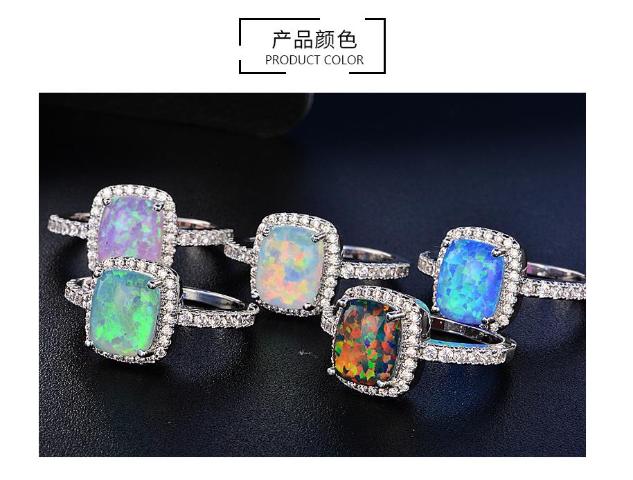 Wholesale-Europe and the United States new simple multicolor opal opal ring fashion big inlaid zircon jewelry