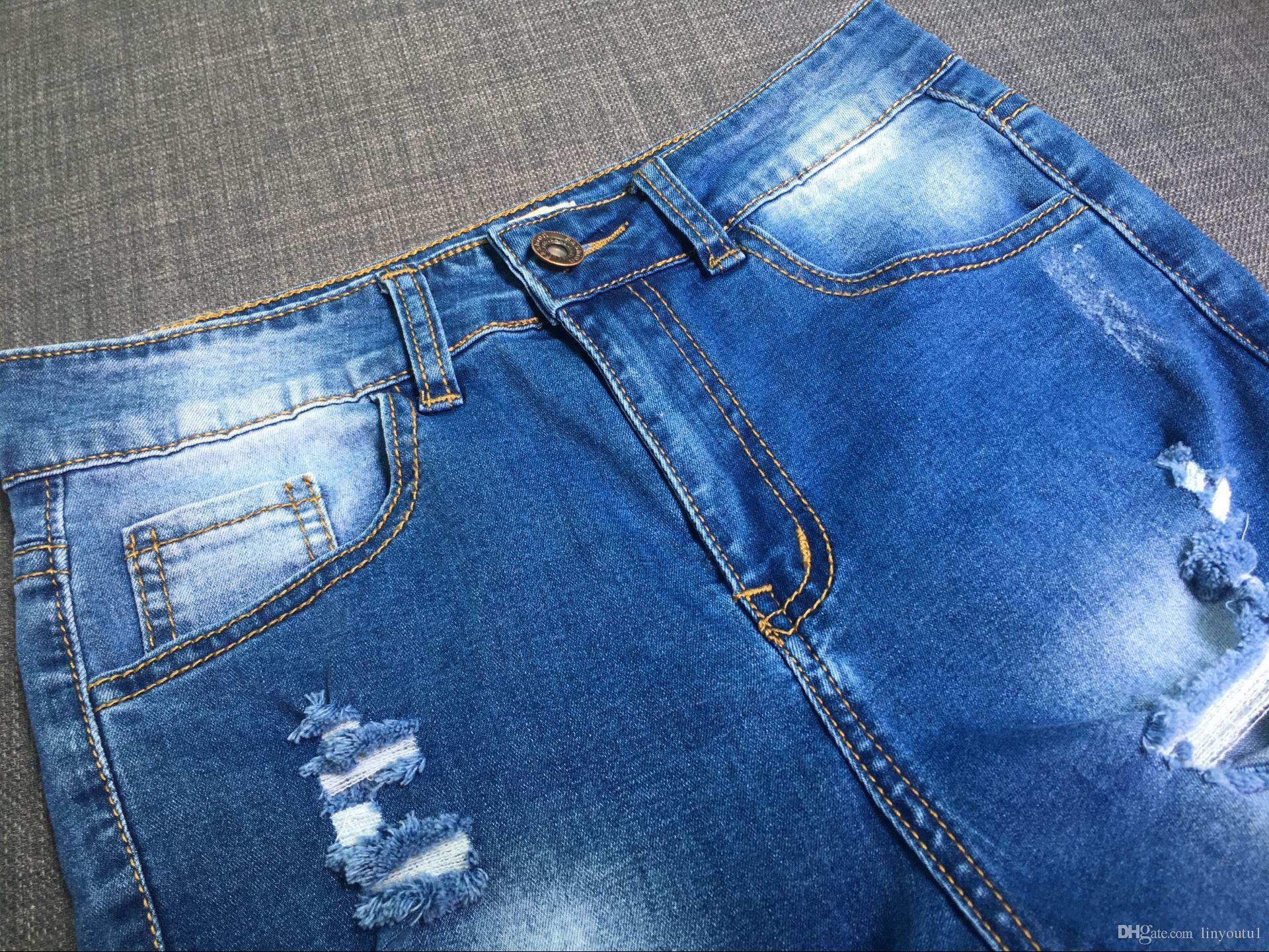 2020 women jeans Elastic Destroyed Women Hole Leggings Short Pants Denim Shorts Ripped Jeans Straight Zipper 2020