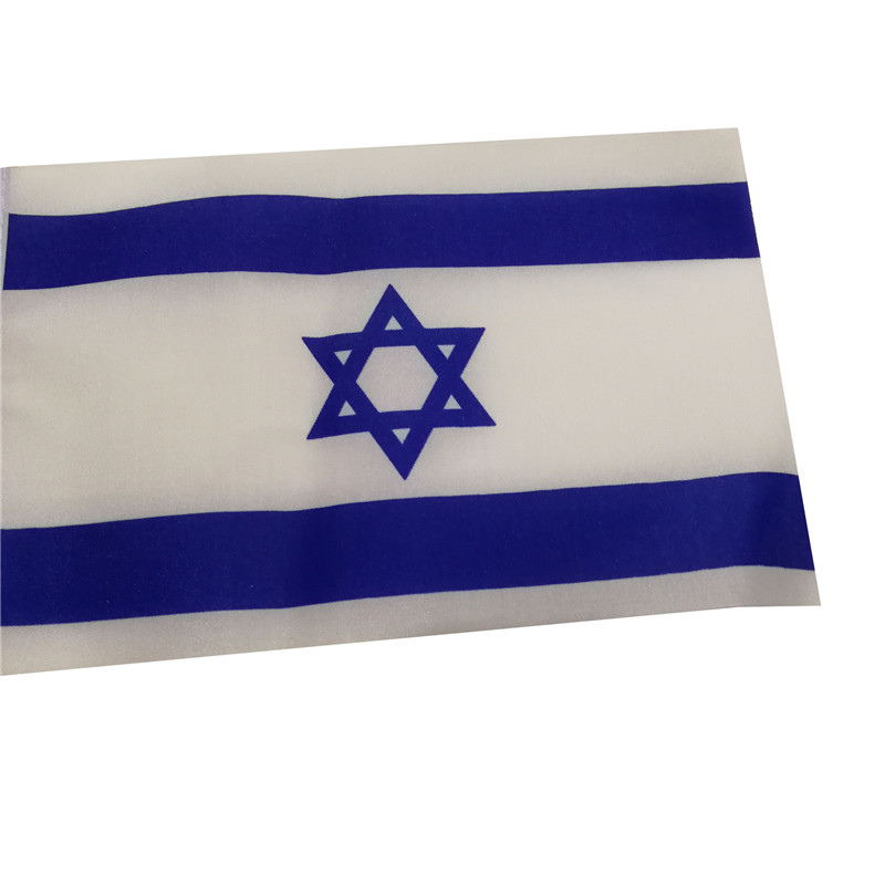 Israel Flag 21X14 cm Polyester hand waving flags Israel Country Banner With Plastic Flagpoles4184545