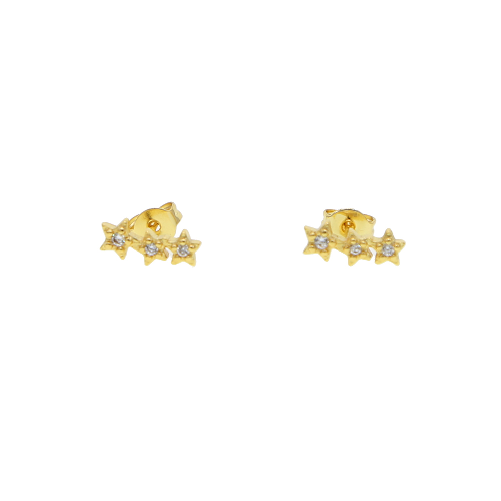 triple tiny star stud earring for girl 925 sterling silver minimal delicate jewelry