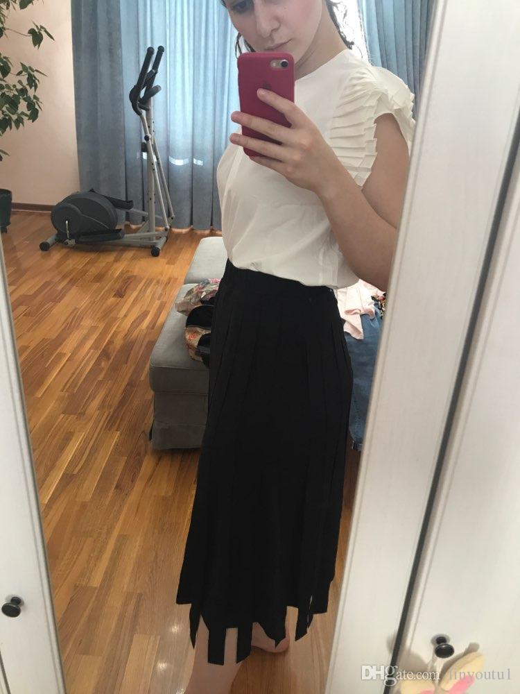 2020 Solid White Summer Women T Shirts O-neck Short Sleeve Pleated Female Tees 2019 New Korean Fahion Loose Casual Tops