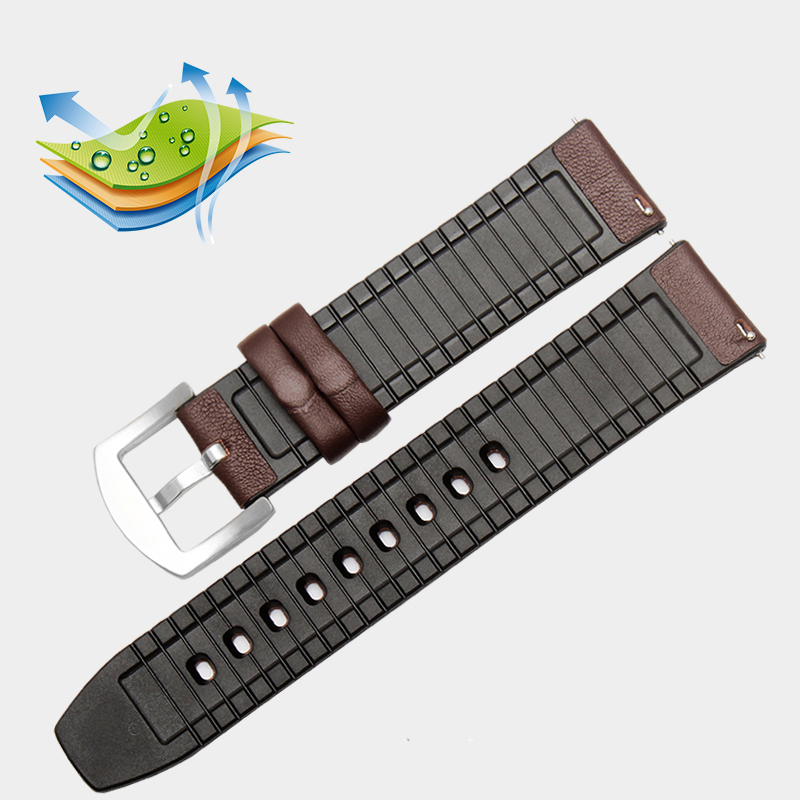 Watch Bands Watchband 22mm Silicone anad Leather 2in 1 Strap Fashion Men's Replacement Wristband For Huawei watch Pro/GT Quick release