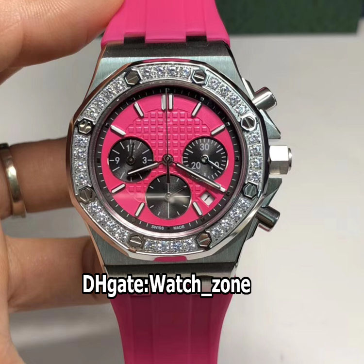 37mm New Royal 26231ST.ZZ.D069CA.01 Miyota Quartz Chronograph Womens Watch Rose Red Dial Stopwatch Diamond Bezel Rubber Strap Lady Watches, Slivery;brown
37mm New Royal 26231ST.ZZ.D069CA.01 Miyota Quartz Chronograph Womens Watch Rose Red Dial Stopwatch Diamond Bezel Rubber Strap Lady Watches, Slivery;brown