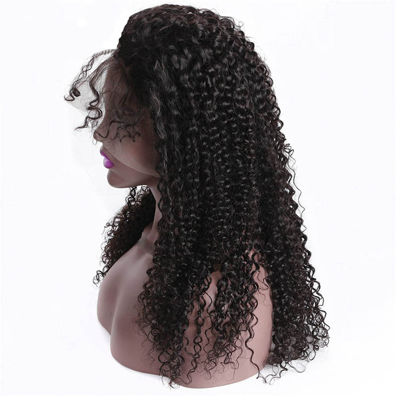 Brazilian Virgin 8-30Inch Lace Front Wigs Natural Color Afro Kinky Curly Human Wig With Baby Hair
