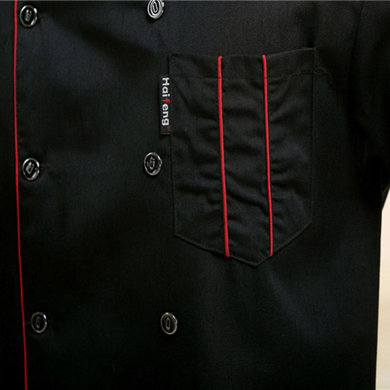 Men Short Sleeve Stand Collar Double-breasted Chef Waiter Uniform Loose 2020 New Fashion Cloth