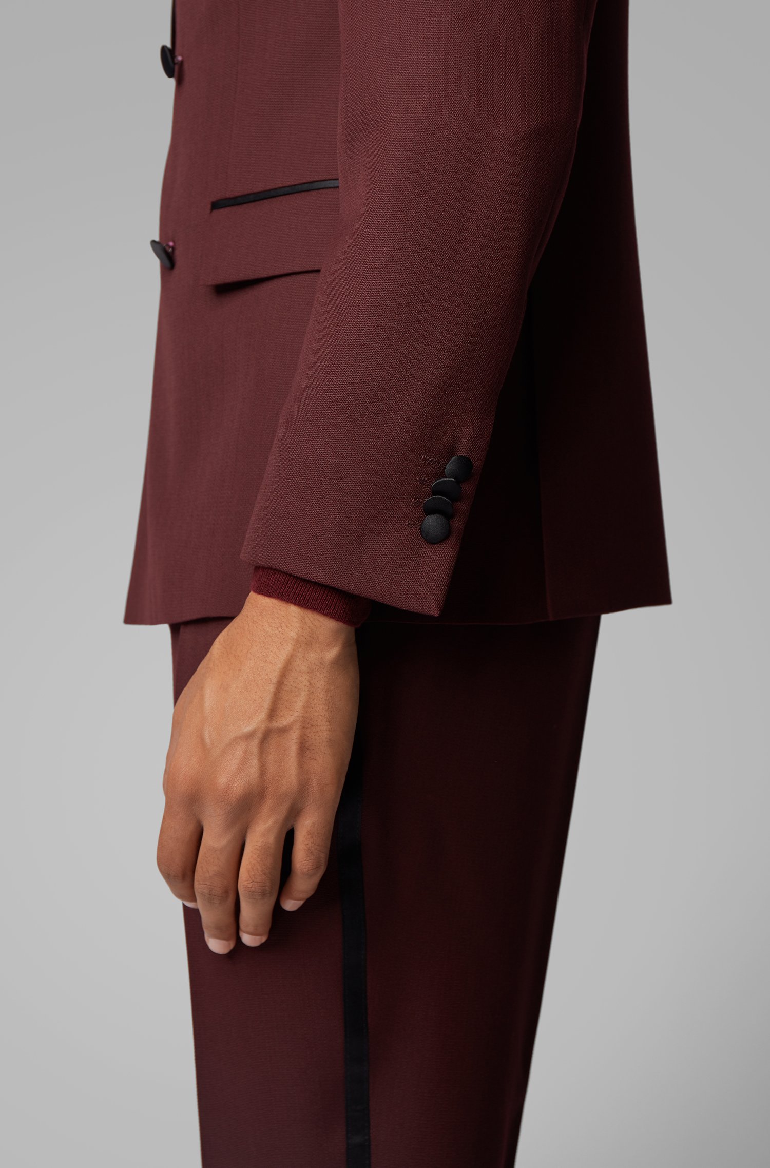 New Fashion Burgundy Groom Wedding Tuxedos Men Groom Suits Notched Lapel Double Breasted Prom Party Blazer Jacket (Jacket+Pants)