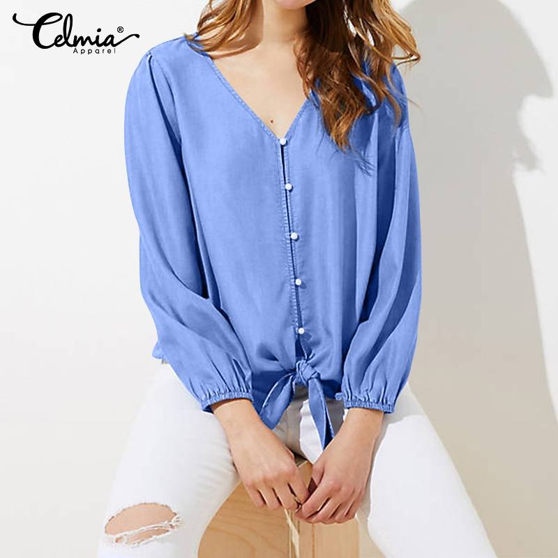 Elegant Tunic Tops Women 2020 Celmia Fashion Sexy V-Neck Knot Buttons Blouses Long Sleeve Denim Shirt Ladies Blusas Feminina 5XL, Black
Elegant Tunic Tops Women 2020 Celmia Fashion Sexy V-Neck Knot Buttons Blouses Long Sleeve Denim Shirt Ladies Blusas Feminina 5XL, Black