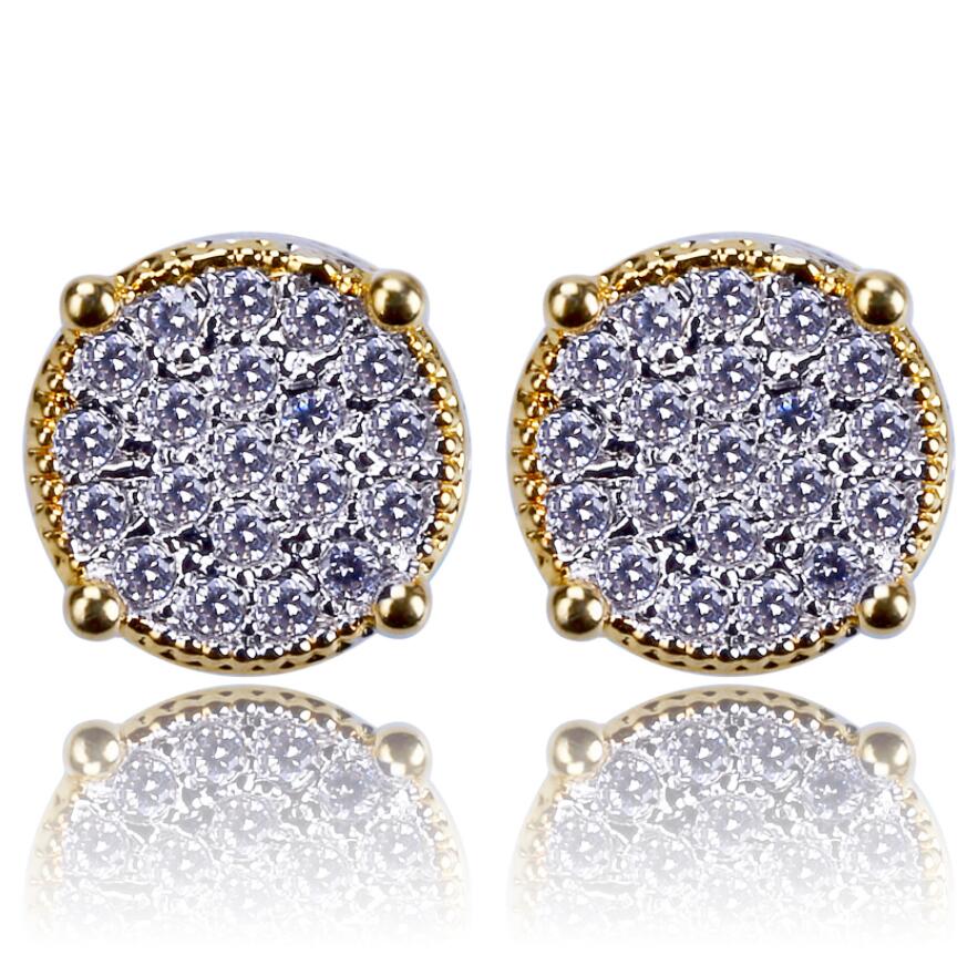 18K Gold Hip Hop Stud Earring Original box for 925 Silver Crystal Cubic Zircon Pave Earrings Set for Women Fashion accessories