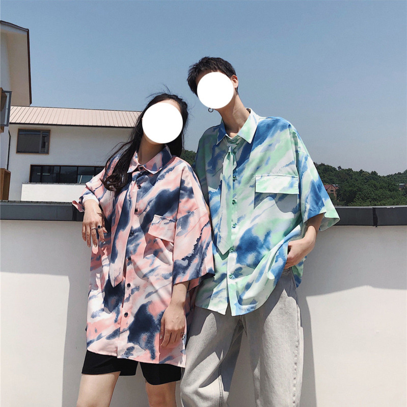 2020 Summer New Youth Popular Men's Color Matching Tie-dye Loose Short-sleeved Shirt Fashion Casual Single-breasted Shirt, Green
2020 Summer New Youth Popular Men's Color Matching Tie-dye Loose Short-sleeved Shirt Fashion Casual Single-breasted Shirt, Green
