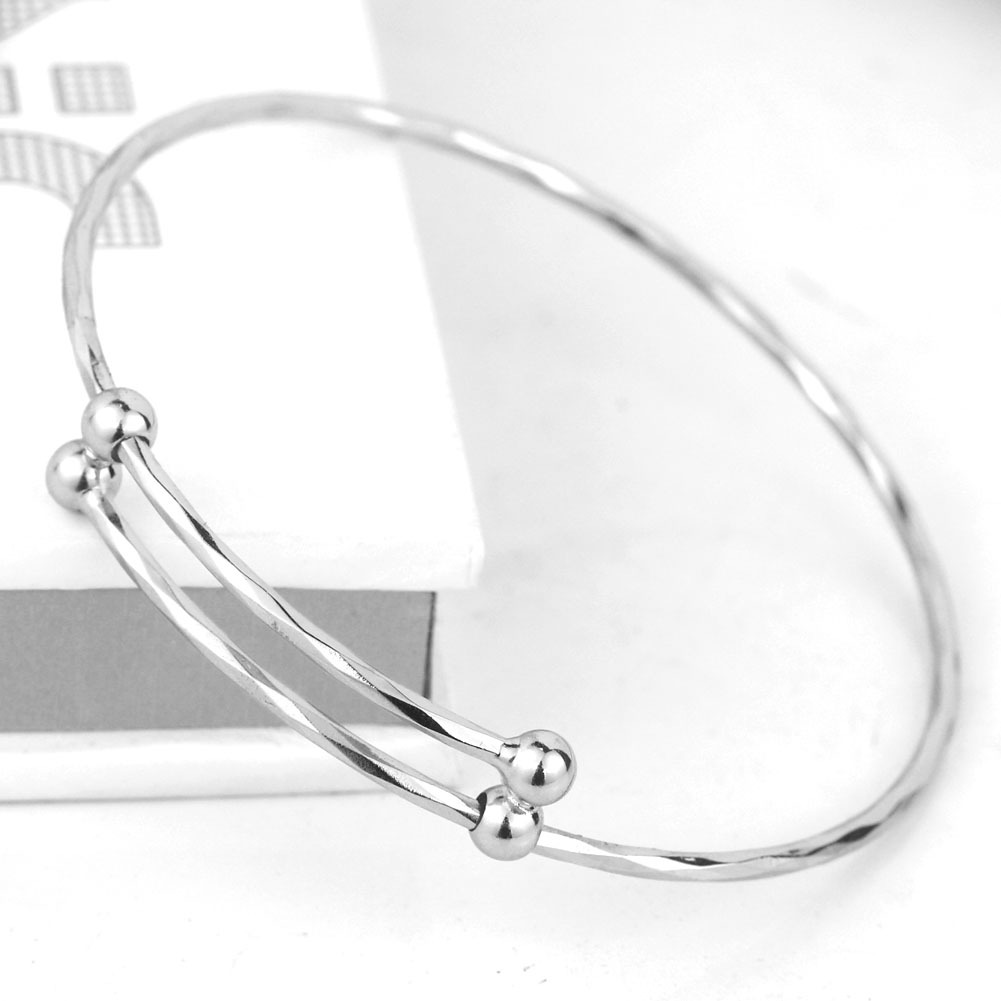 fashion Six-sided rhombus push-pull adjustable size bangle DIY Stainless steel jewelry European charm bracelet