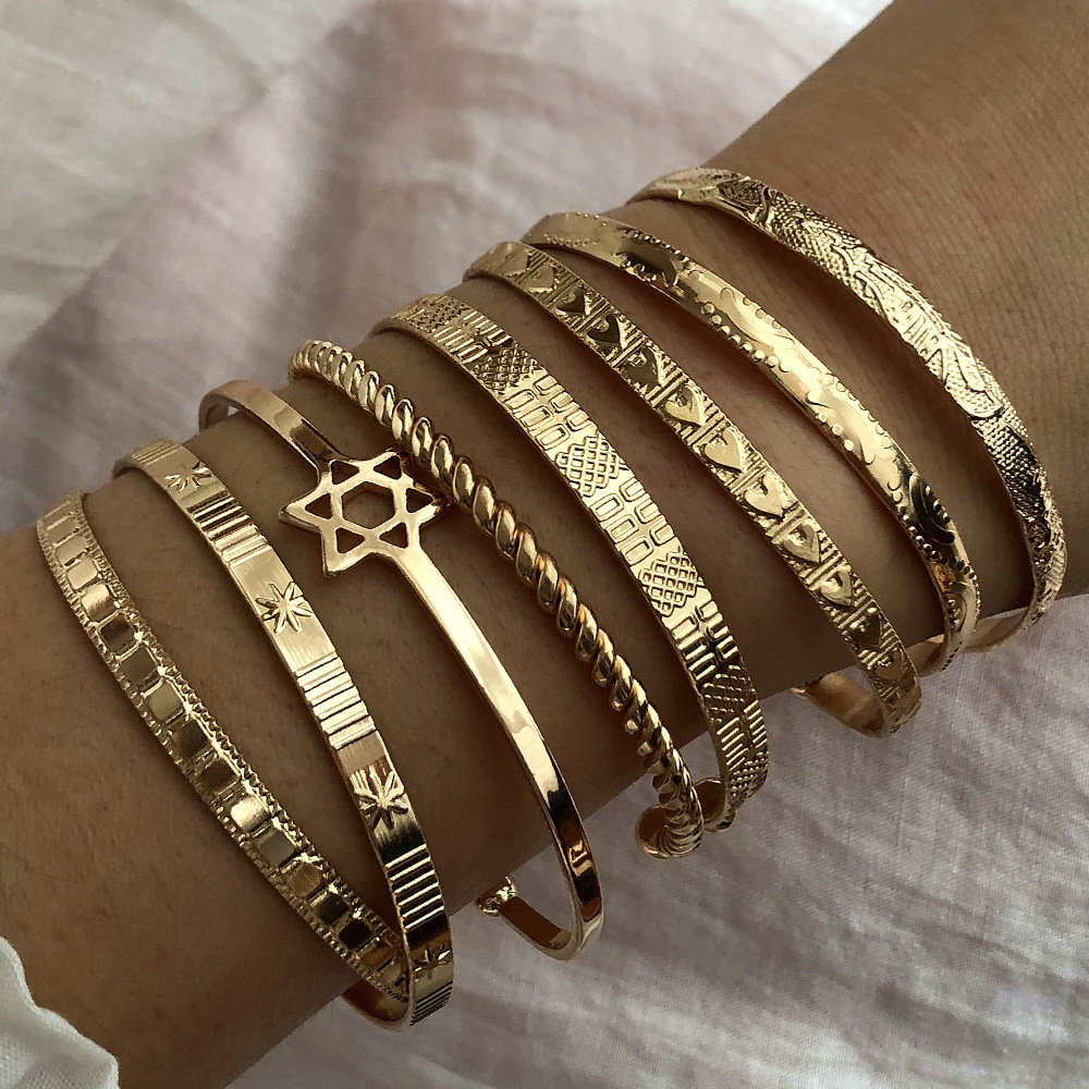 Open creative gold bracelet metal tie combination set narrow bracelet accessories