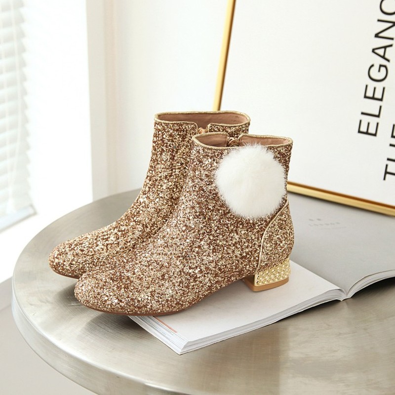 US4-11 Womens Sequins Bling Fur Ball Ankle Boots Bowknot Lace Pearls Block Chunky Low Heel Side Zip Shoes Gold Sliver Plus Size, Black
US4-11 Womens Sequins Bling Fur Ball Ankle Boots Bowknot Lace Pearls Block Chunky Low Heel Side Zip Shoes Gold Sliver Plus Size, Black
