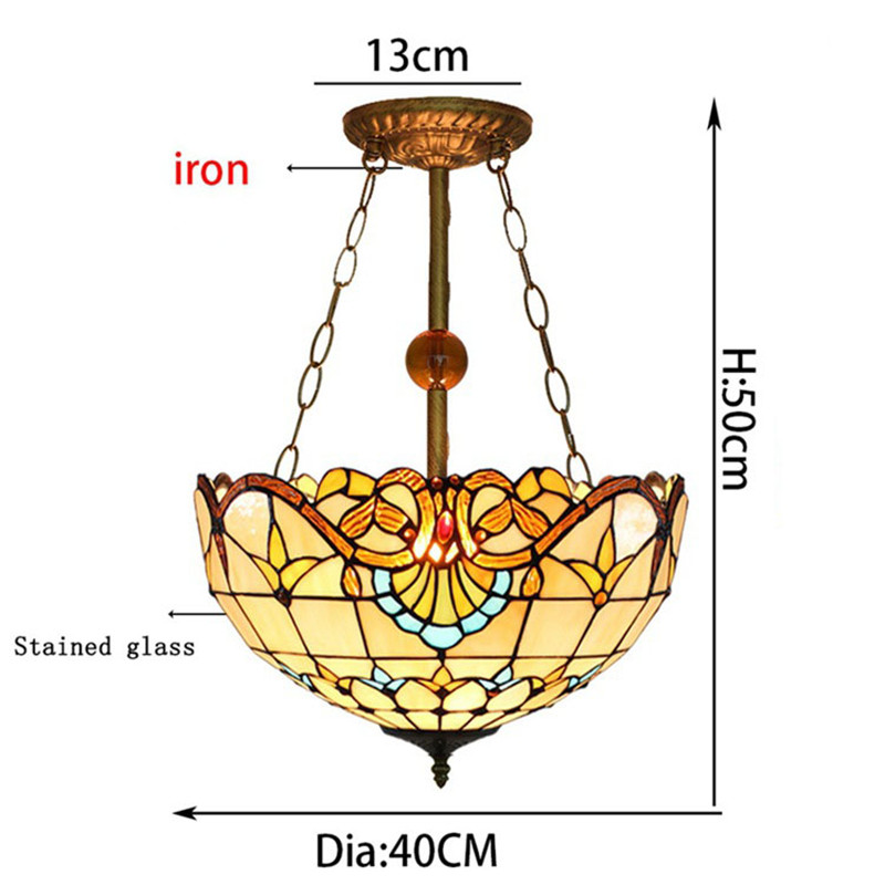 European creative glazed chandelier Tiffany stained glass living room dining room bedroom bar club decoration anti-chandelier TF045
