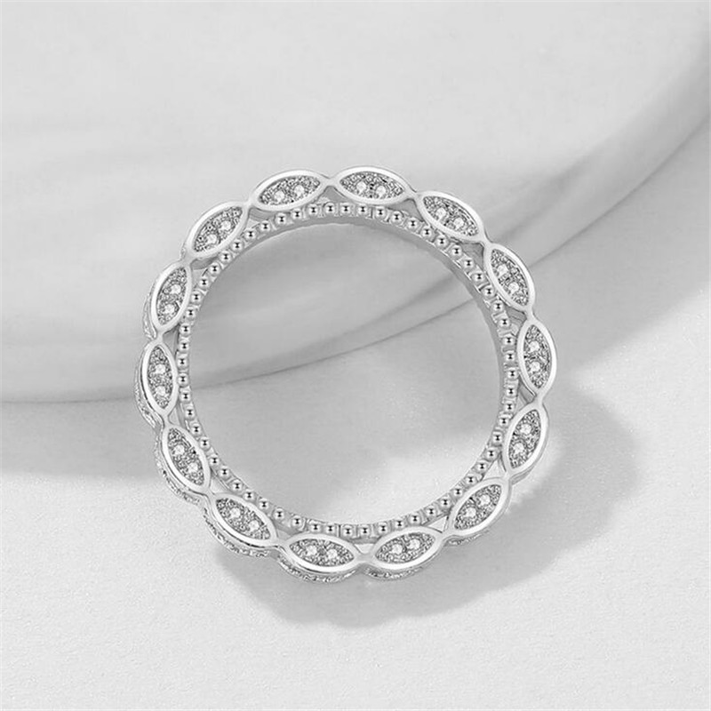 Vintage Fashion Jewelry Baroque Style Real 925 Sterling Silver Pave White Sapphire CZ Diamond Gemstones Women Wedding Bridal Ring Gift
