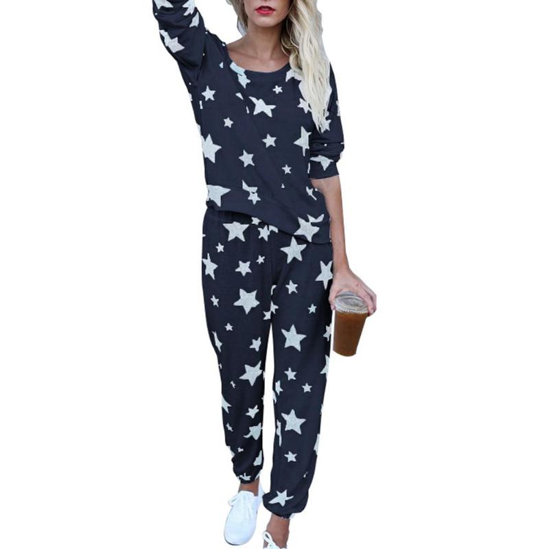 Fashion Star Pattern Long Sleeve Top Pants Women' Home Sleepwear Pajamas Set casual leisure dropshipping
Fashion Star Pattern Long Sleeve Top Pants Women' Home Sleepwear Pajamas Set casual leisure dropshipping