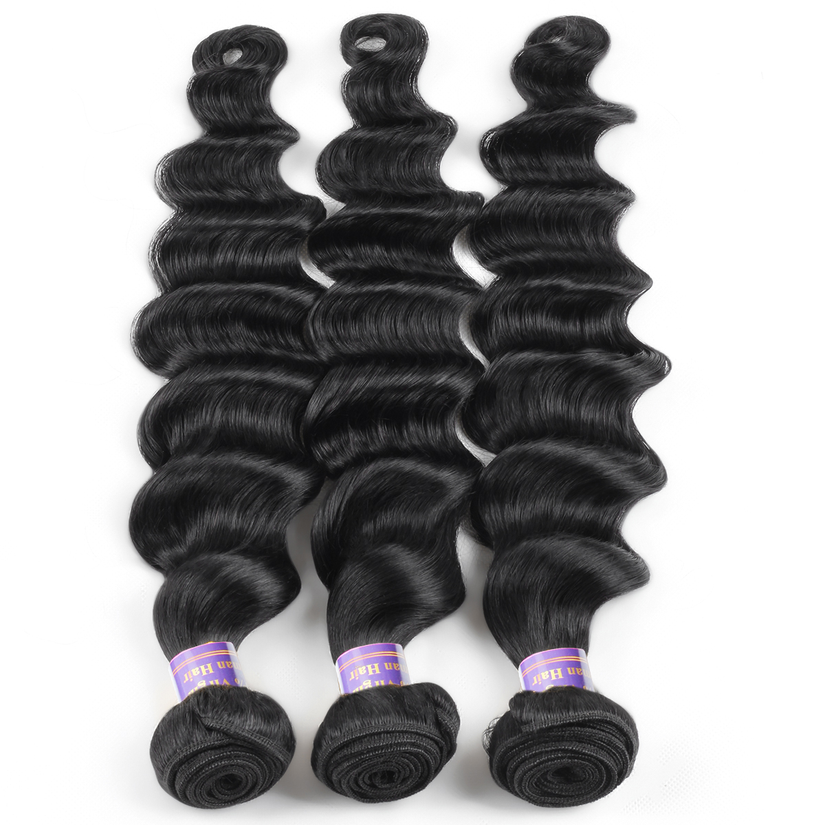 Deep Loose human hair bundles with closure Brazilian Hair 3PCS With 4x4 Lace Closure Loose Deep Virgin Human Hair Extensions