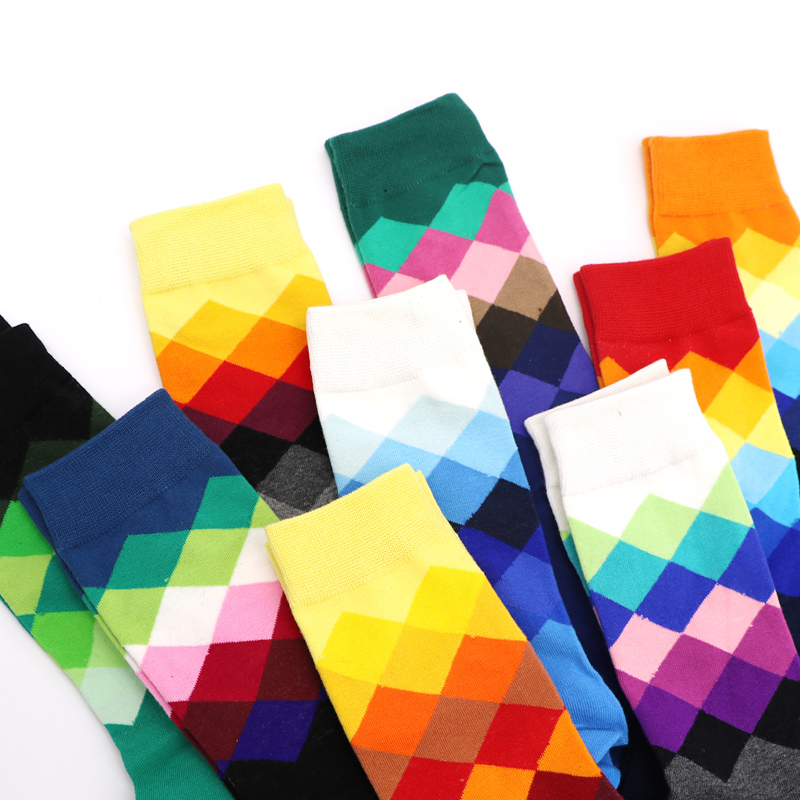 10pairs/lot Men's Socks Gradient Color Style Male Man Compression Socks Casual Dress Long Business Socks Meias Calcetines HombreQ190401