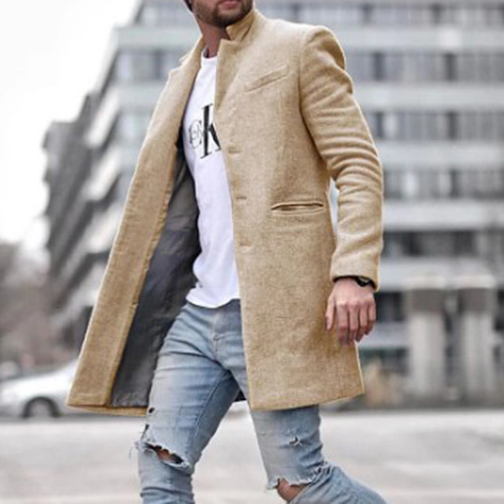 Autumn Winter 2019 Fashion Wool Coat Men Plus Size Outwear Black Warm Men's Long Blazer Coats Office Overcoat Tailored Coats 4XL CJ191212
