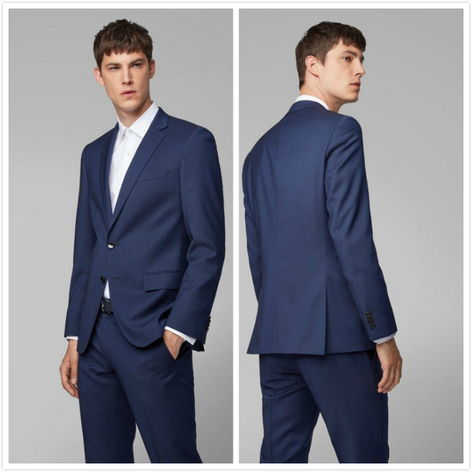 Navy Fashion Young Groom Wedding Tuxedos Men Groom Suits Notched Lapel Two Button Prom Party Blazer Jacket (Jacket+Pants)