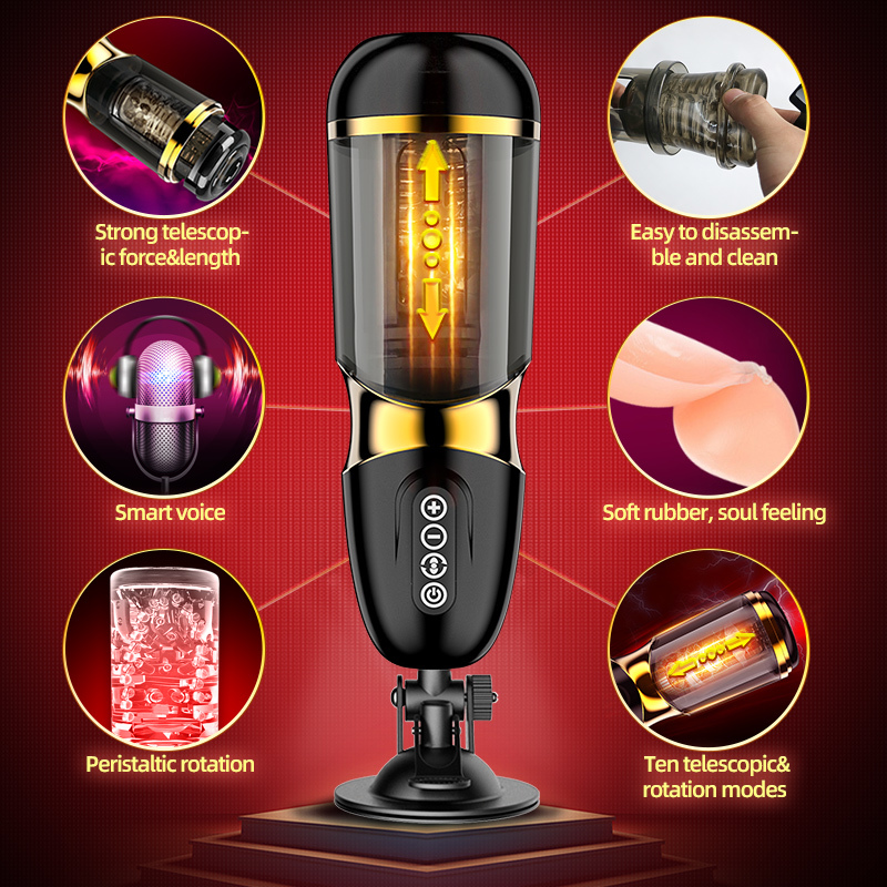 Automatic Telescopic Rotation Male Masturbator 10*10 modes Silicone vagina real pussy adult masturbation sex toys for men Y200409