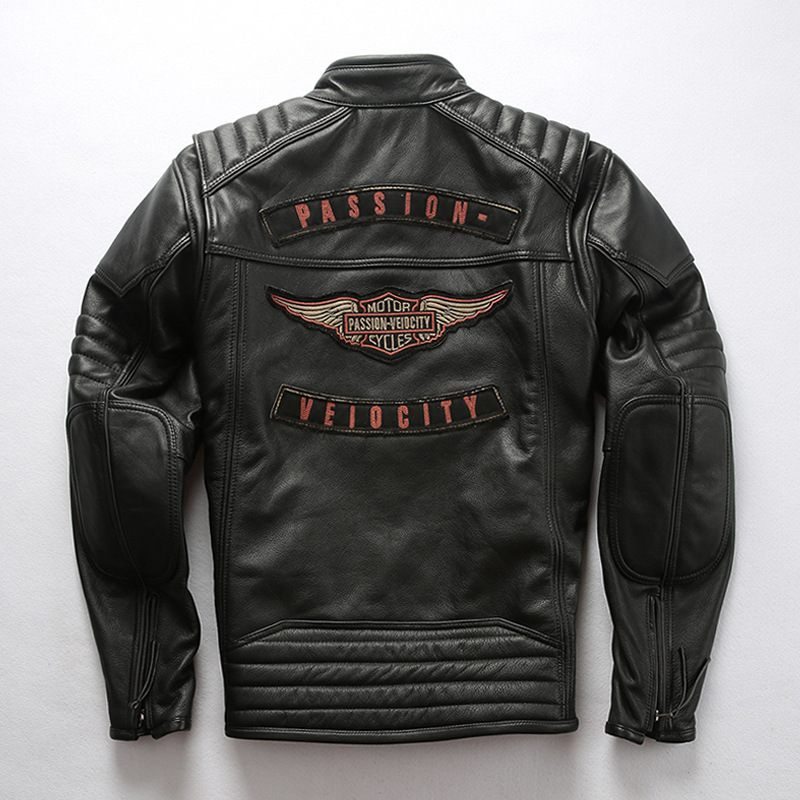 Locomotive Genuine Leather Male Washing the Old United States Header Level Cowhide Leather Jacket Vintage Handmade Worn, Black
Locomotive Genuine Leather Male Washing the Old United States Header Level Cowhide Leather Jacket Vintage Handmade Worn, Black
