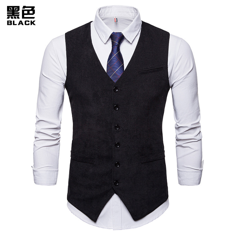 Mens Corduroy Suit Vest Foramal Weeding Dress Vests Waistcoat Men Gilet Business Wedding Tuxedo Vest Colete Masculino T200117