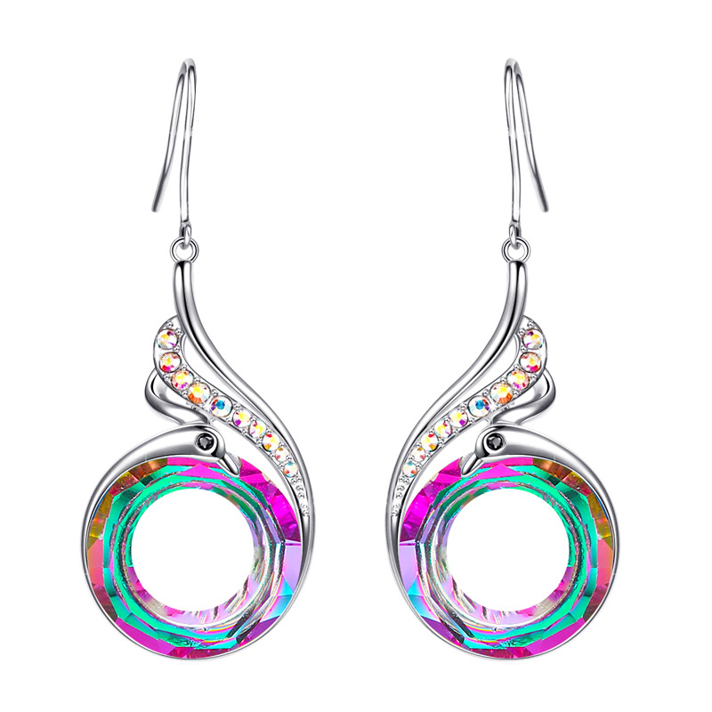 Hot Selling 925 Silver Peacock Stud Earring Womens Gradual Colorful Crystal Dangle Earring Fashion Animal Jewelry Wholesale
Hot Selling 925 Silver Peacock Stud Earring Womens Gradual Colorful Crystal Dangle Earring Fashion Animal Jewelry Wholesale