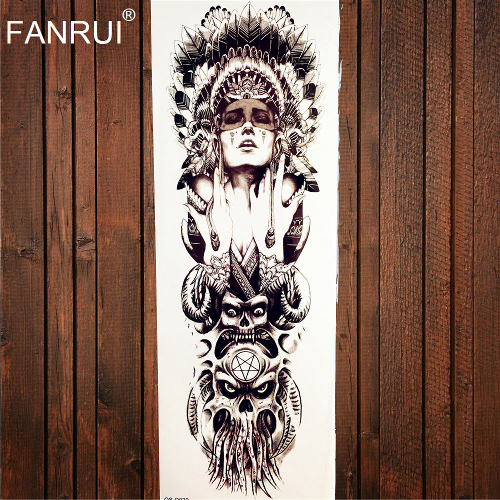 Army Warrior Soldier Black Temporary Tattoo Stickers For Men Full Body Art Arm Sleeve Tattoo 48*17CM Large Waterproof Tattoo Girl