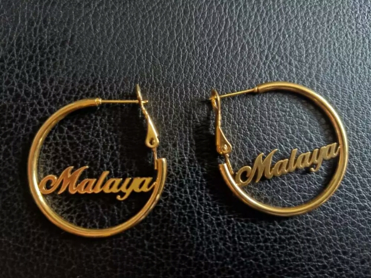 custom name hoop earrings for women luxury designer diy letter earrings customize letters gold hoops jewelry family friends couple