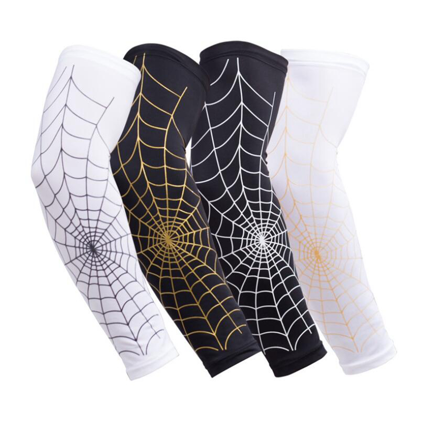 

Sports Elbow Pads Running Cycling Arm Warmer UV Protection Basketball Spider web Arm Sleeve Non-slip Bicycle Arm Cover LJJZ76, Multi