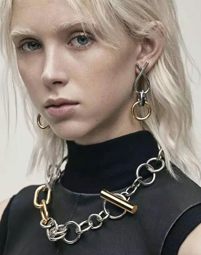 Rongho new Brand Metal link Chain chokers necklaces for women Punk Colliers vintage Geometric Circle T shape Pendant Necklace Collars