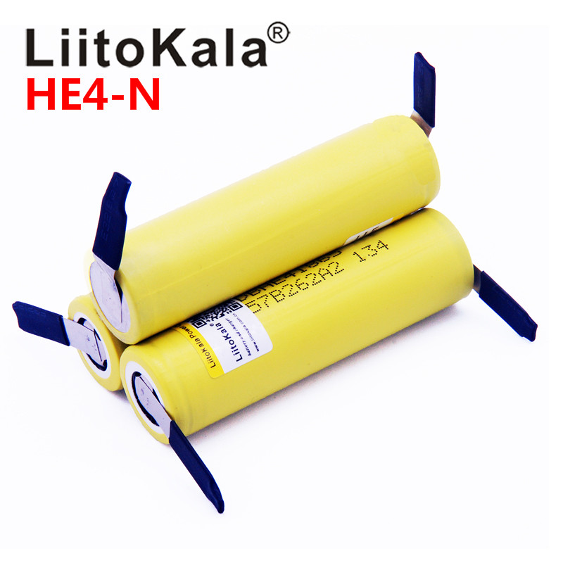 LiitoKala HE4 2500mAh Li-ion Battery 18650 3.7V Rechargeable Battery 20A 35A Discharge with Nickel Tab