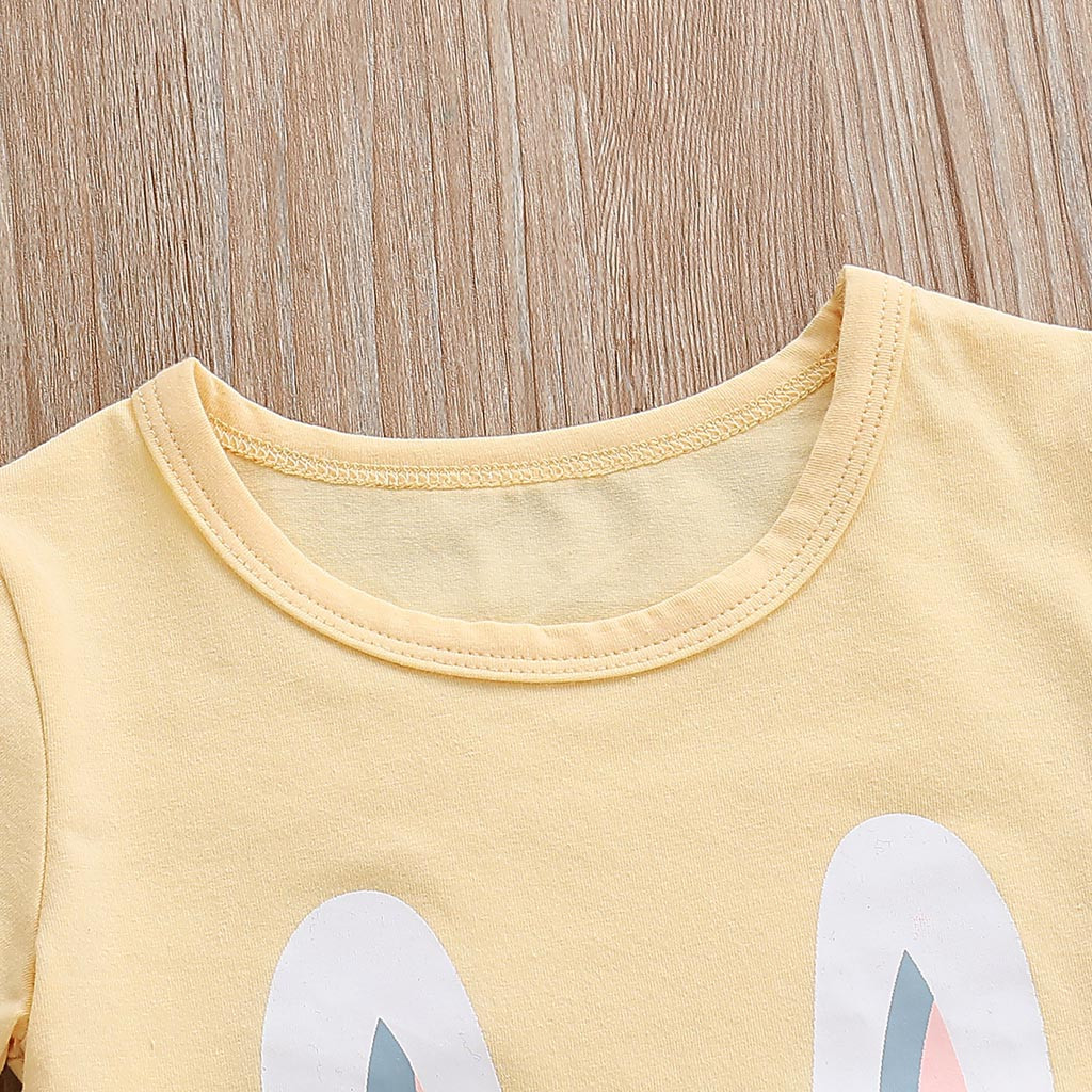 Toddler Baby Clothes Set 2PCs Girls Letter Easter Rabbit Ruffles Tops Skirt Outfits Set costume for girls vetement enfant