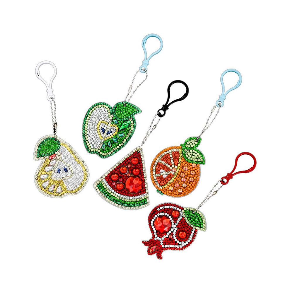 Diy Key Chain Accessories 5D Rhinestone Painting Keychain Key Ring Key Chain Keyring Embroidery Pendant Bag Charms 5pcs/set