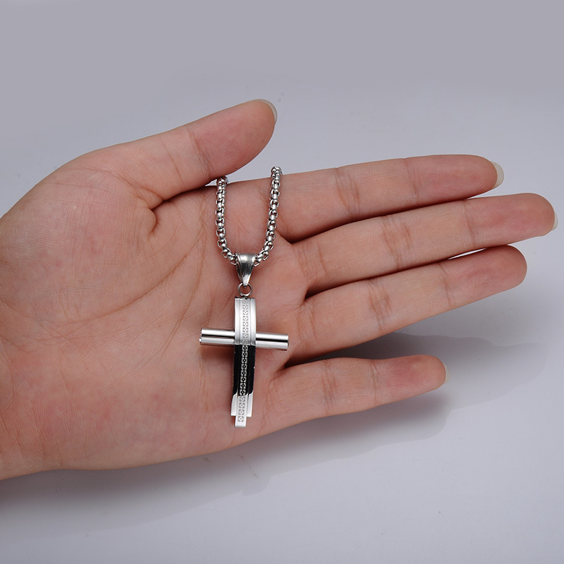 Stainless Steel Cross Pendant Necklace 18K Gold Plated Men Women Necklace Christian Jewelry Gold Silver Color