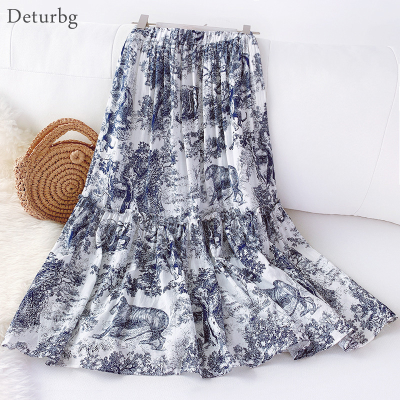 Women's Vintage Ink Painting Midi Skirt Ladies Casual High Waist Cotton Florals Print Pleated Skirts faldas 2019 Summer SK364, Coffee
Women's Vintage Ink Painting Midi Skirt Ladies Casual High Waist Cotton Florals Print Pleated Skirts faldas 2019 Summer SK364, Coffee