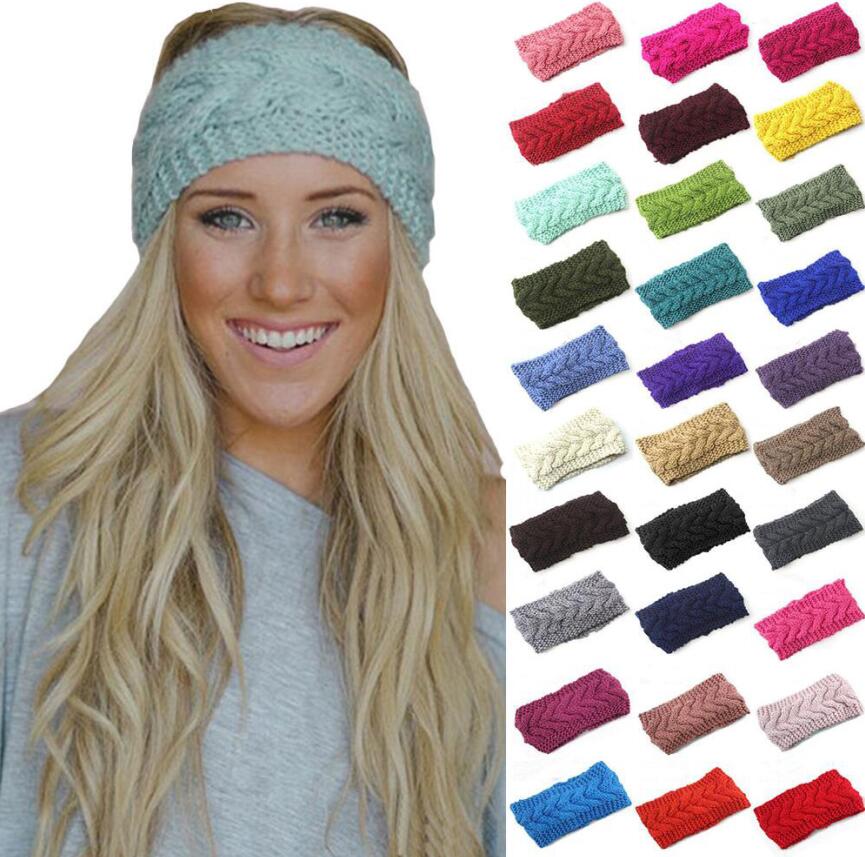 

Fashion Knitting Hairband Colorful Knitted Crochet Twist Headband Winter Ear Warmer Elastic Hair Band Wide Hair Accessories 32 Colors choose