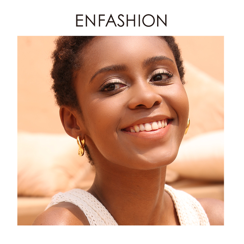 ENFASHION Punk Link Chain Hoop Earrings For Women Gold Color Small Circle Hoops Earings Fashion Jewelry Aros De Moda