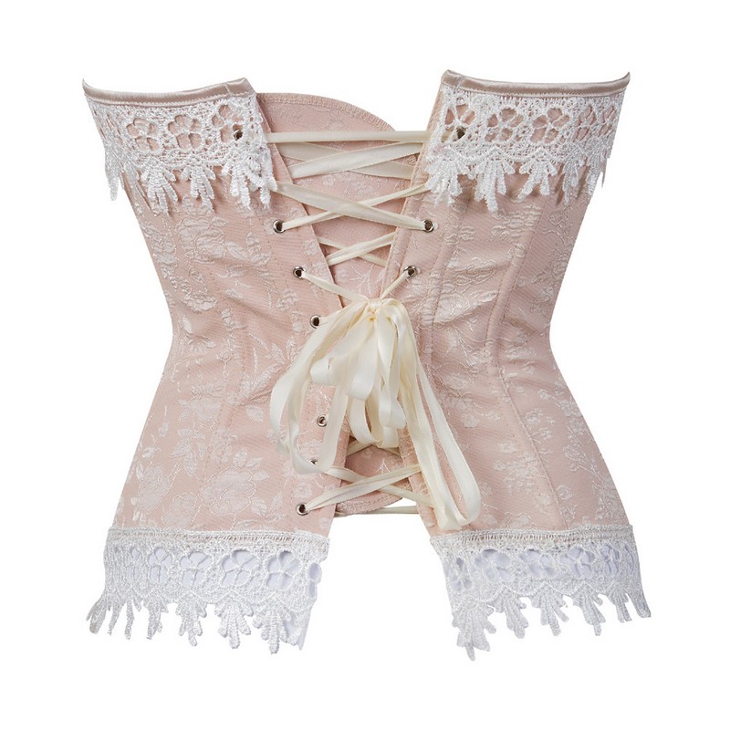 Women Plus Size S-6XL Fashion Classic Lace-up Overbust Bustier Dance Corset Top with Lace Trim Details Free Drop Ship