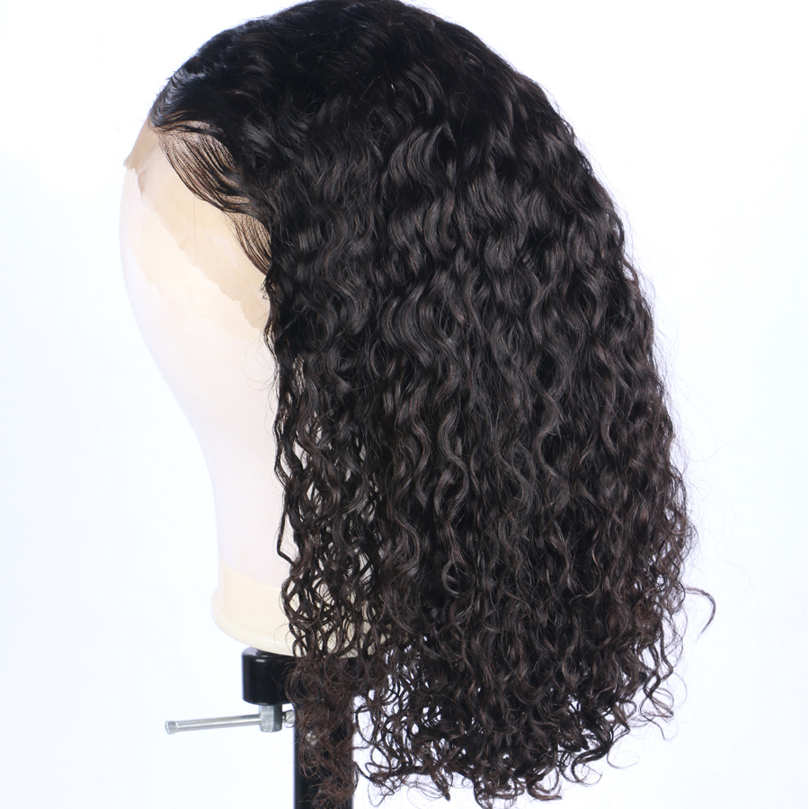 Hot HD lace frontal closure wig curly bob brazilian hair full lace front wig short water wave frontal wig 14inch