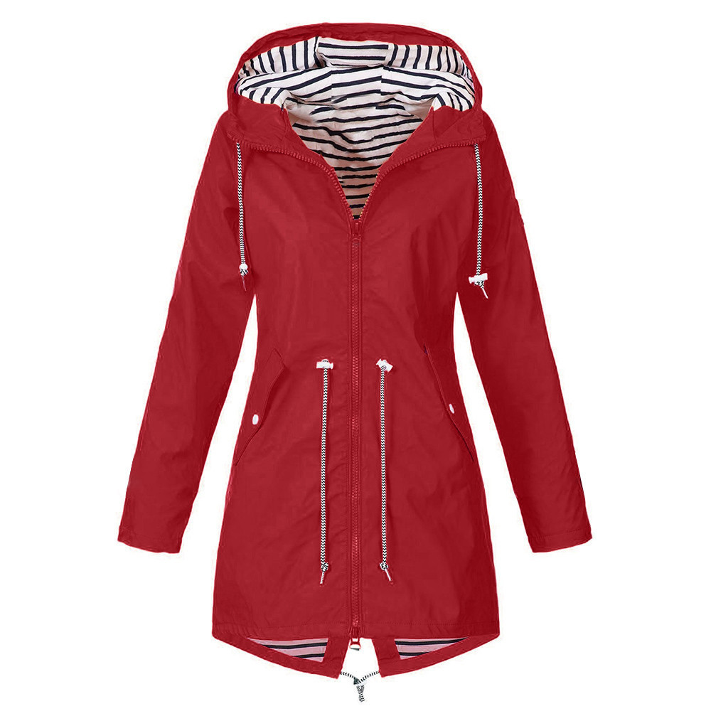 JAYCOSIN Women Jackets 2019 Solid Rain Jacket Women Outdoor Jackets Waterproof Casual coats and Hooded Raincoat