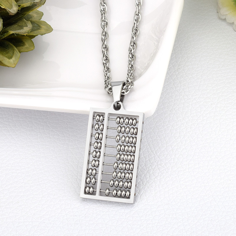 Charm Abacus Pendant Necklace 18K Gold Plated Stainless Steel Men Women Lover Couple Jewelry