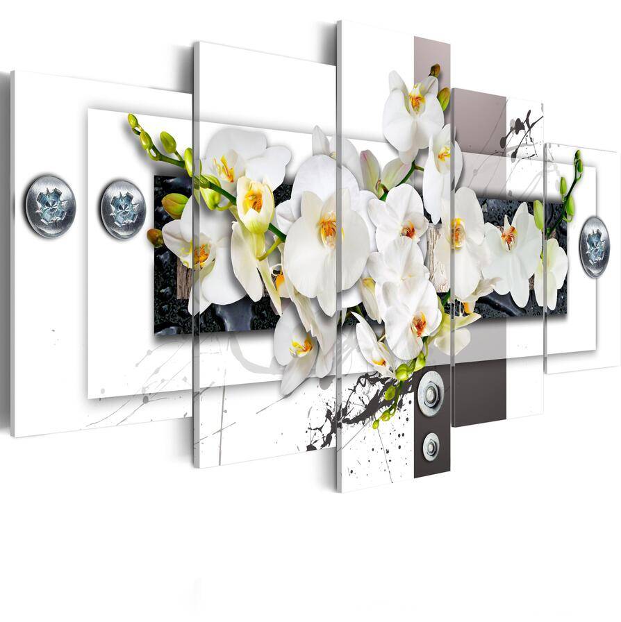 2019 5PCS/Set Fashion Wall Art Canvas Painting Orchid Flower Modern Home Decoration,Choose Color And Size(No Frame)