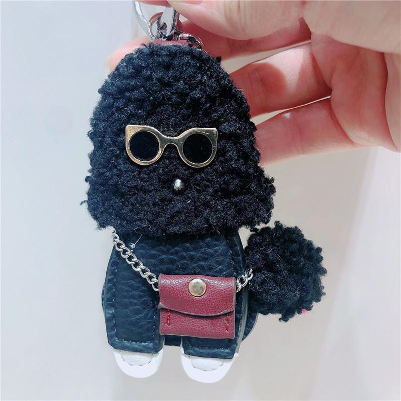 Cute Teddy Dog Keychain Wool Fur Leather Animal Puppy Keyring Car Bag Charms Trinket Chaveiros Key Chain Accessories Pendant