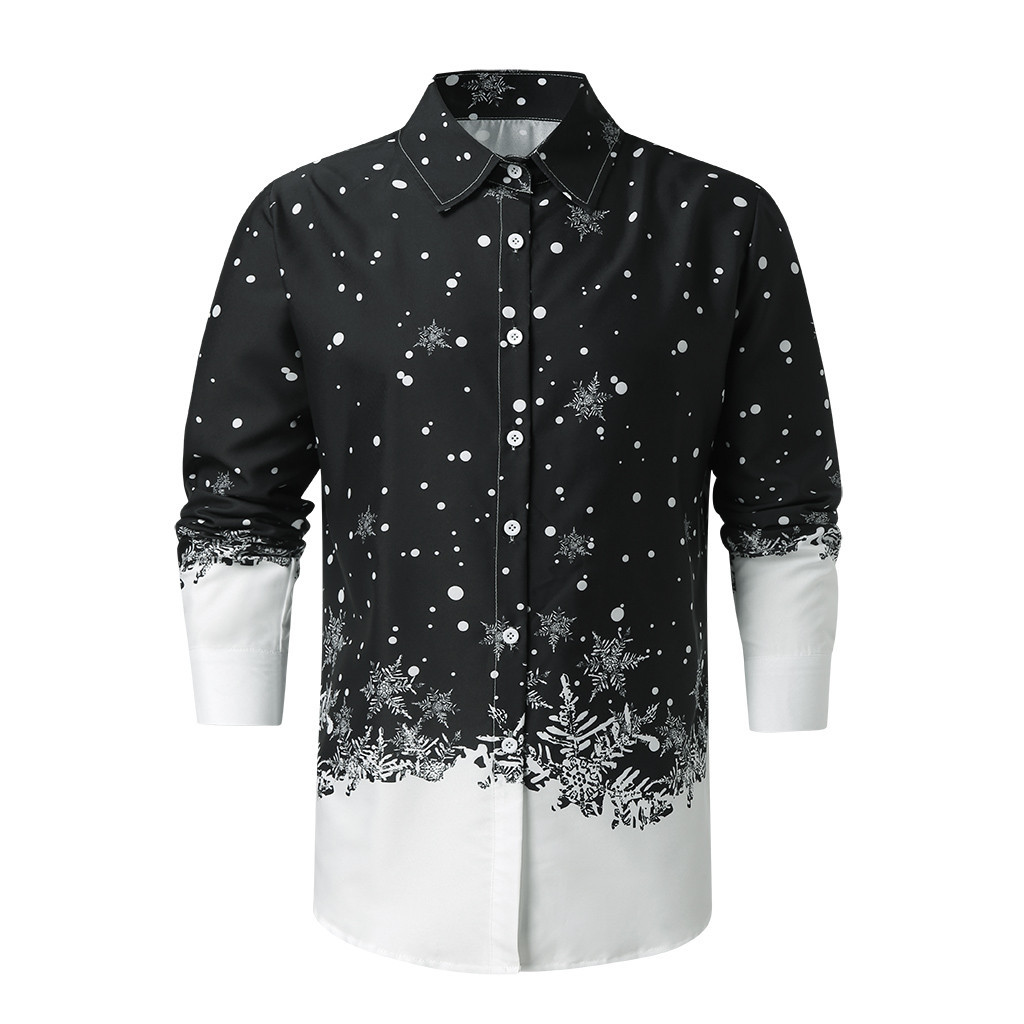 Gentle Men's Shirt Spring Autumn Slim Fit Camisa Casual Turn-down Collar Long Sleeve Chrismate Snowflake 3d Print Male Blouse, Black
Gentle Men's Shirt Spring Autumn Slim Fit Camisa Casual Turn-down Collar Long Sleeve Chrismate Snowflake 3d Print Male Blouse, Black