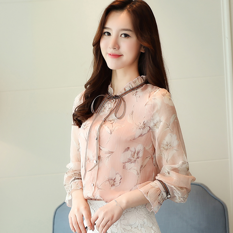 Fashion 2019 Autumn long sleeve print chiffon women shirt casual OL blouse ladies tops blusa feminina 0871 30 MX200407