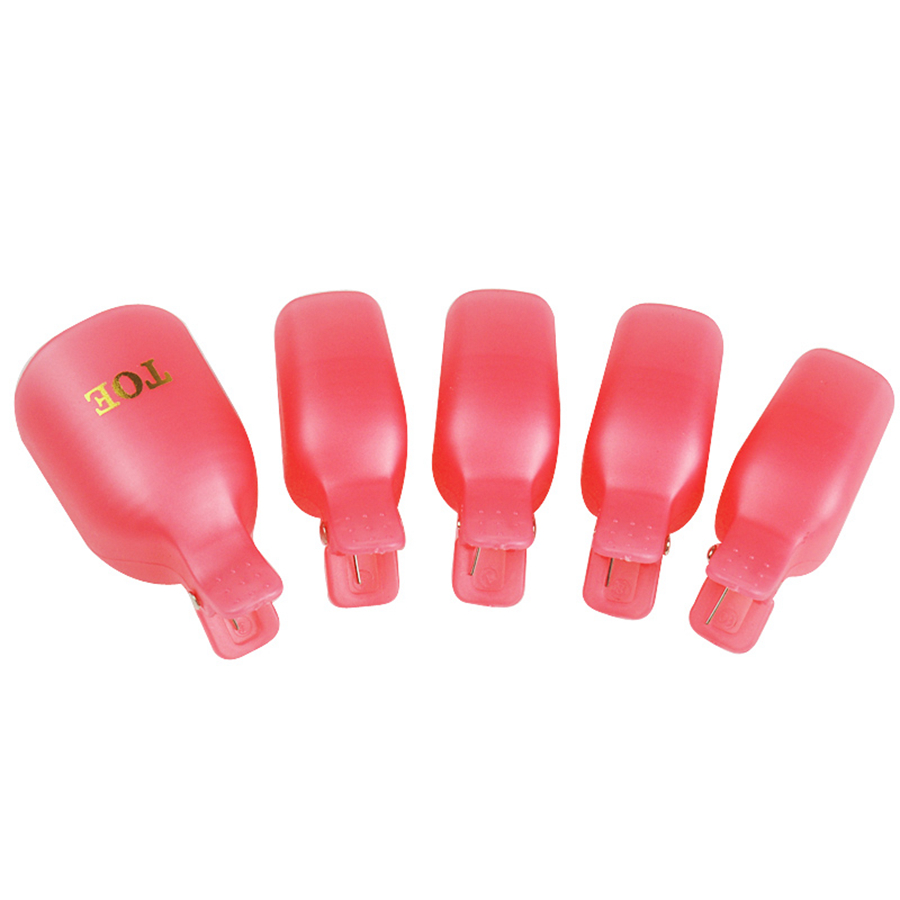5 Pcs Foot Toe Soak Off Cap Set Colorful Plastic Clip UV Gel Polish Remover Wrap Manicure Nail Art Tool Kit Manicure Tool 5pcs/set